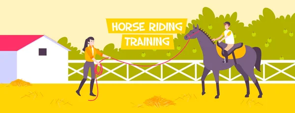 Horse Riding School banner — Stock vektor
