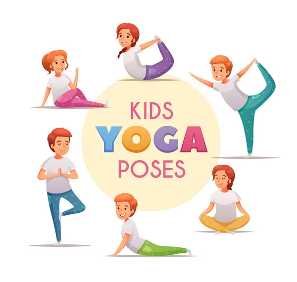 Kids Yoga Concept — Stock Vector