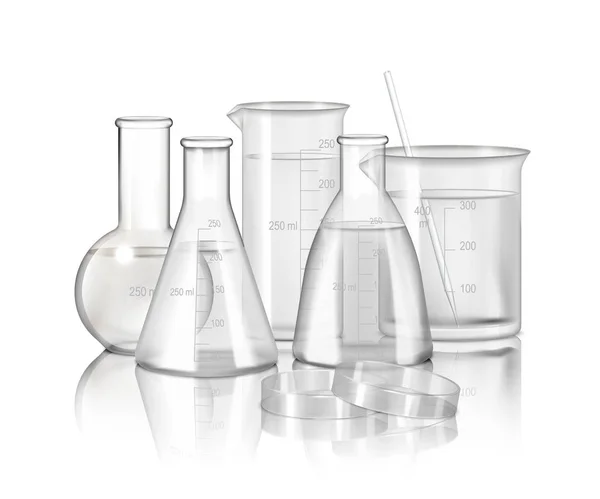 Laboratory Glassware Realistic Composition — Stock Vector