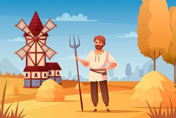 Fondo Campesino Medieval — Vector de stock