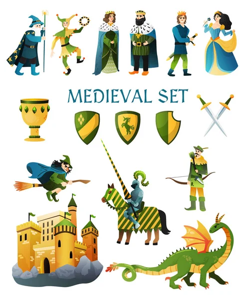 Zestaw ikon średniowieczny — Wektor stockowy