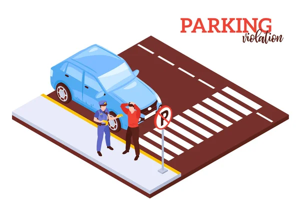 Parkování zakázané izometrické složení — Stockový vektor