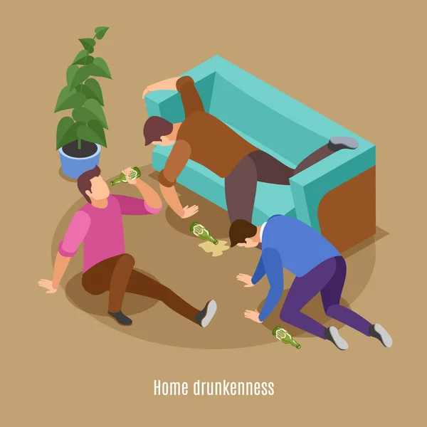 Home Drunkenness izometryczny tło — Wektor stockowy