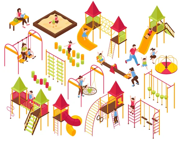 Parco giochi Bambini Genitori Set — Vettoriale Stock