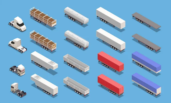 Conjunto isométrico de remolques — Archivo Imágenes Vectoriales