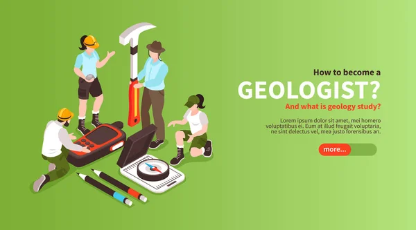 Become Geologist Horizontal Banner — Stock Vector