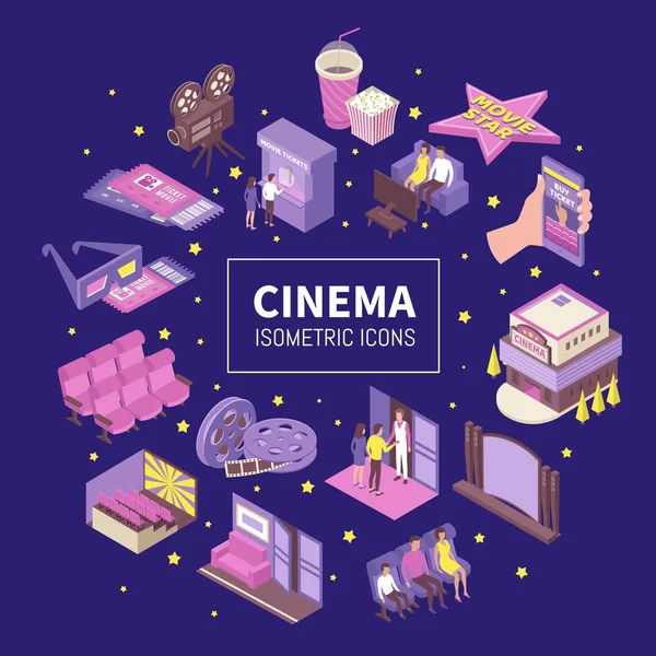 Cine Composición isométrica — Vector de stock