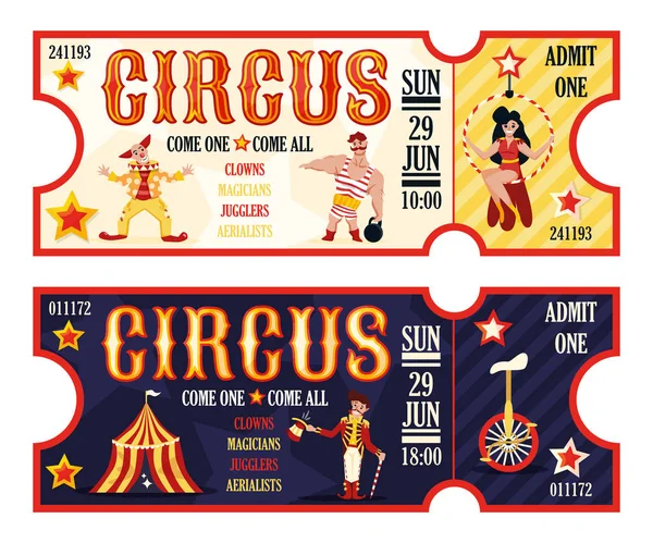 Entradas retro de circo — Vector de stock