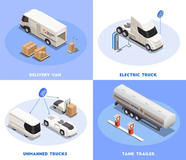 Transporte Conceito isométrico 2x2 —  Vetores de Stock