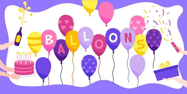 Globos de cumpleaños Fondo plano — Archivo Imágenes Vectoriales