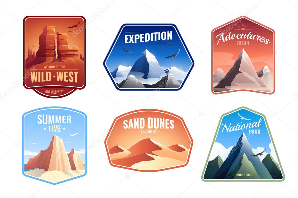 Mountain Rocks Emblems Set