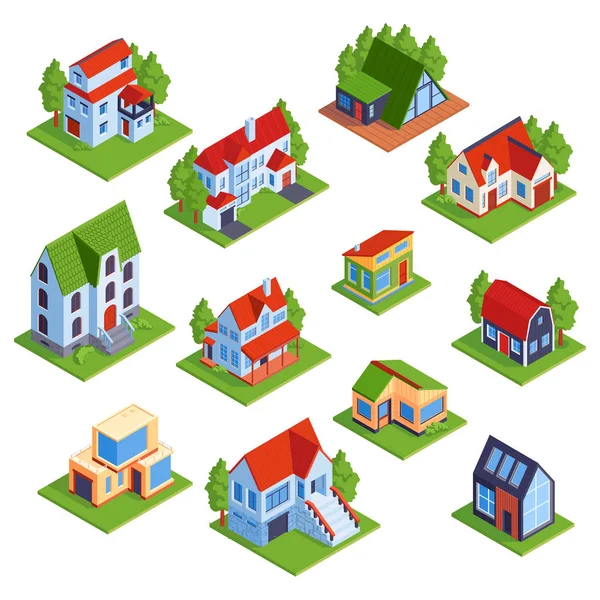 Isometric Town Houses Collection — Stock vektor