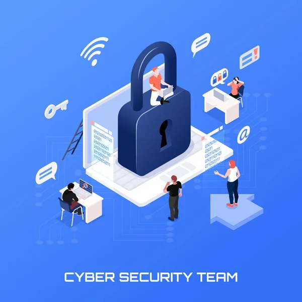 Cyber Security Isometric Concept — Stock Vector