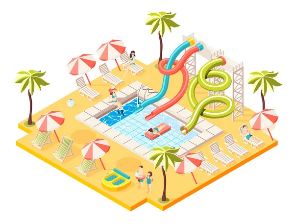 Aquapark Isometric Concept — Stock Vector