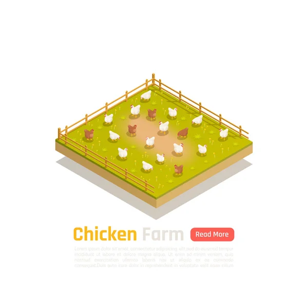 Granja de pollo Composición isométrica — Archivo Imágenes Vectoriales