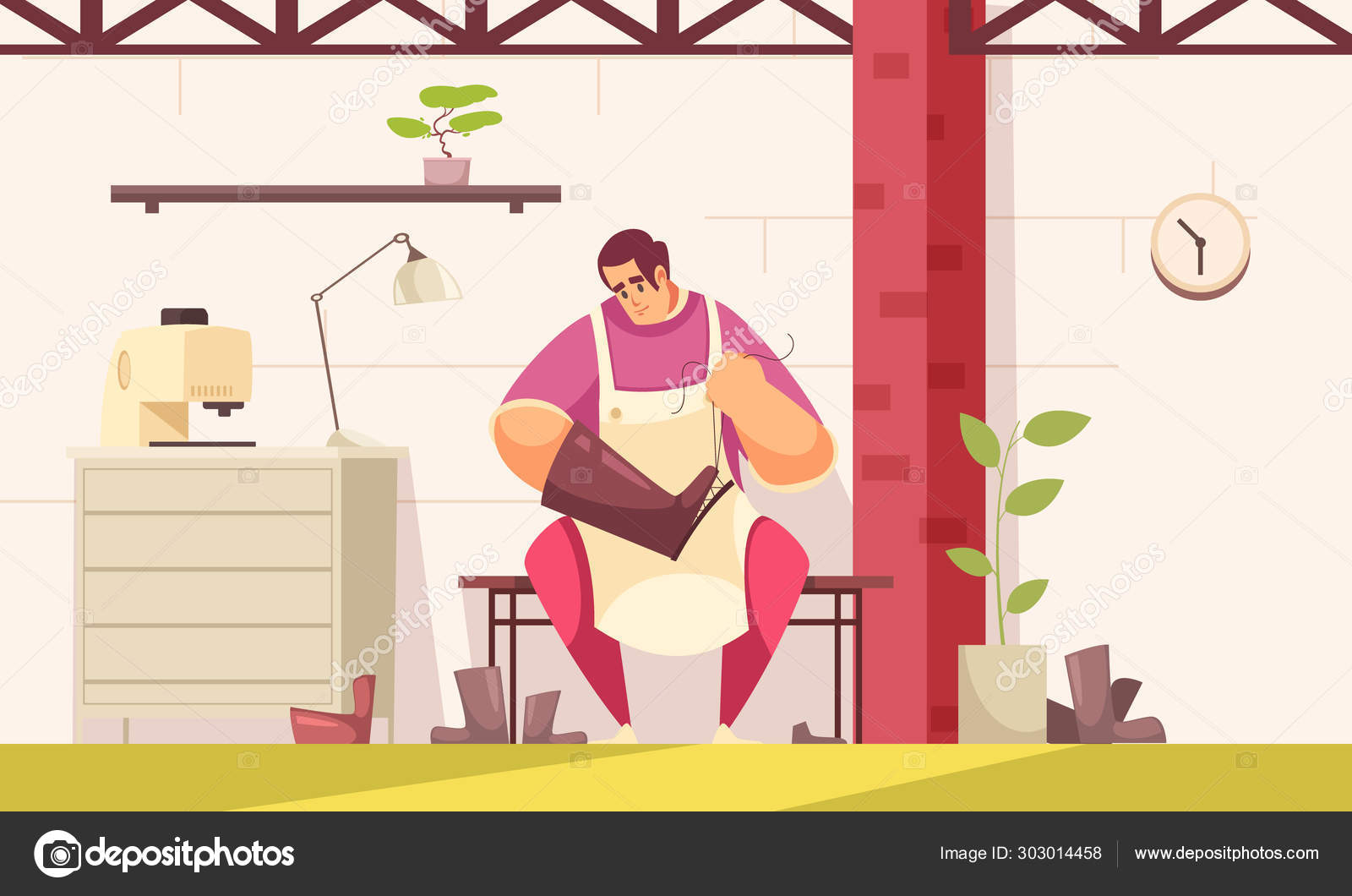 Shoemaker Background Illustration — Stock Vector © macrovector #303014458