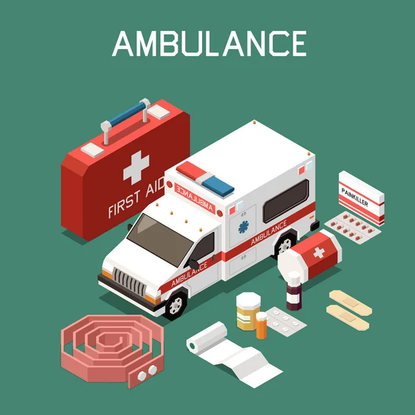 First Aid Isometric Illustration — Stock Vector