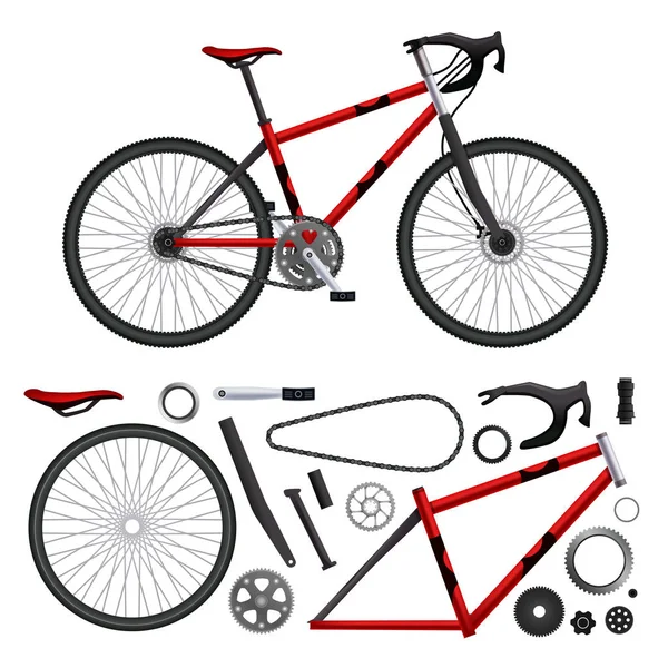 Infografías de piezas de bicicleta con imágenes realistas de mtb