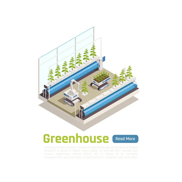 Modern Greenhouse Technology Isometric Composition — Stock Vector