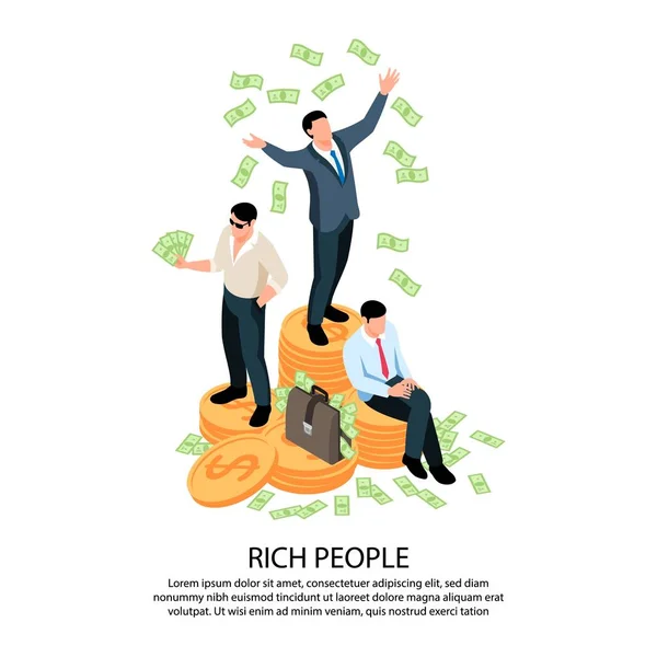Πλούσιοι άνθρωποι ισομετρική σύνθεση — Διανυσματικό Αρχείο