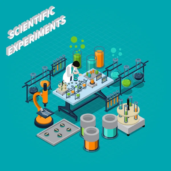 Scientist Isometric Composition — Stock Vector