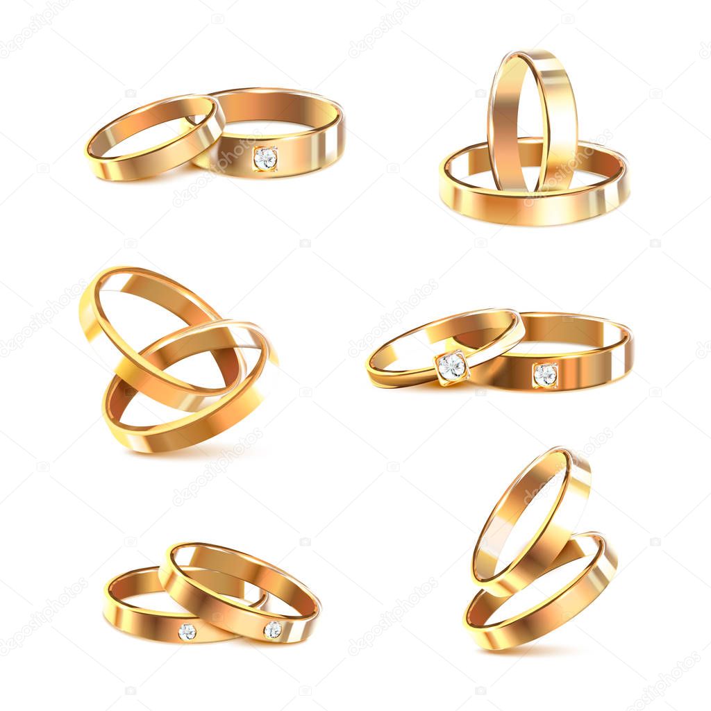 Wedding Rings Realistic Set
