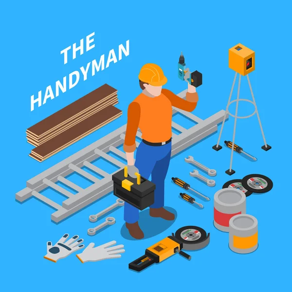 Herramientas Handyman Composición isométrica — Archivo Imágenes Vectoriales