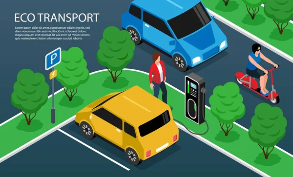 Eco transport horizontale illustratie — Stockvector