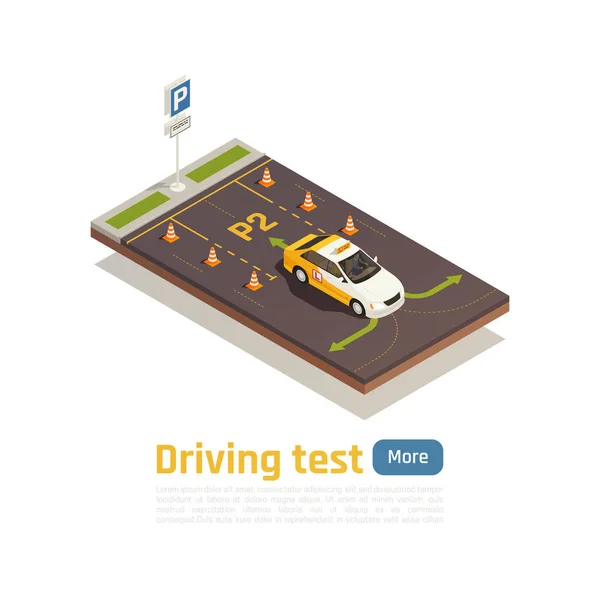 Isometrische parkeer praktijk samenstelling — Stockvector