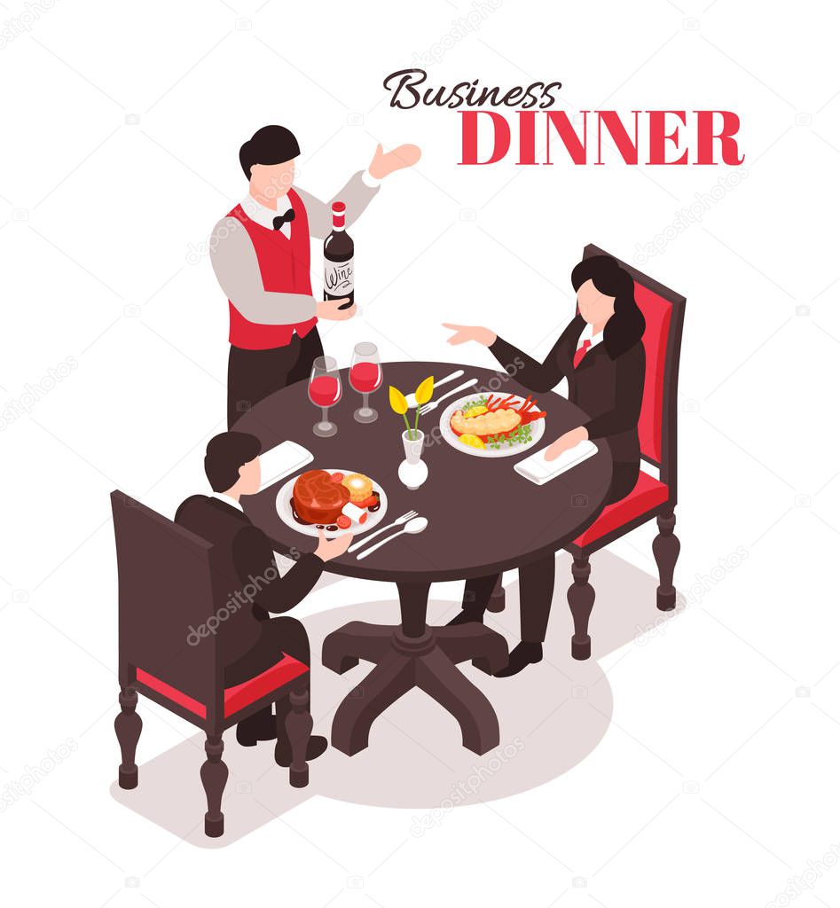 Business Dinner Isometric Composition