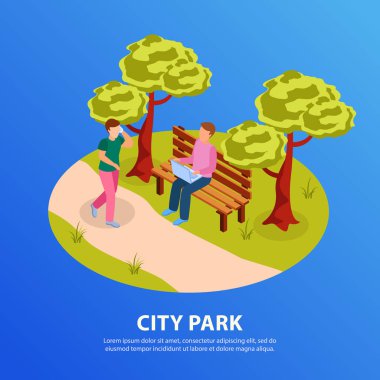 Şehir Parkı izometrik kompozisyon 