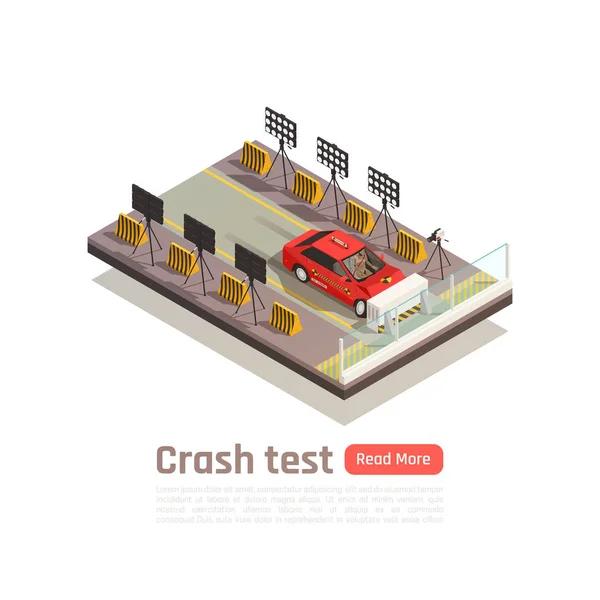 Isometrische crash test compositie — Stockvector