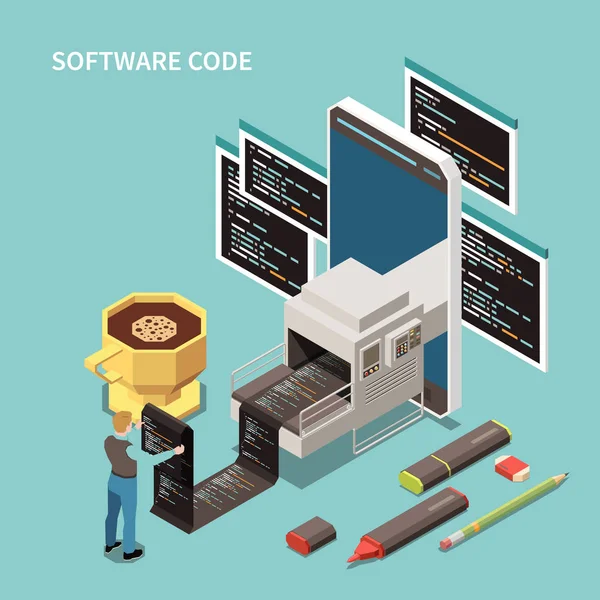 Programación Concepto isométrico — Archivo Imágenes Vectoriales