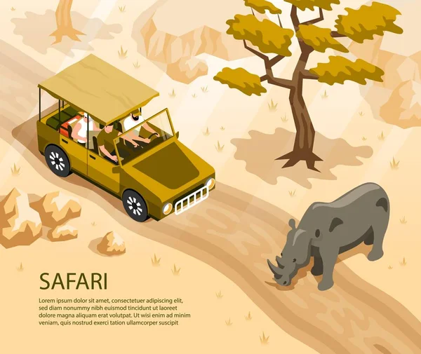Isometrische Safari-Illustration — Stockvektor