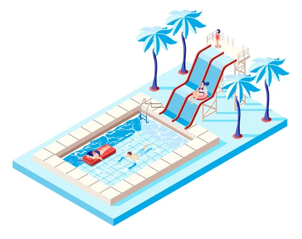 Waterpark Isometric Concept — Stock Vector