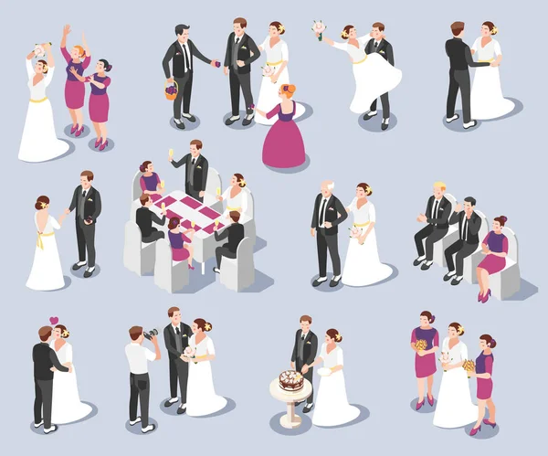 Icônes Isométriques de mariage — Image vectorielle