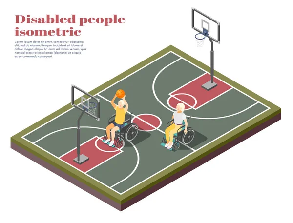 Personnes handicapées Composition isométrique — Image vectorielle
