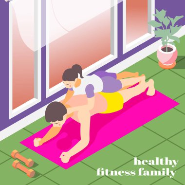 Sağlıklı Aile Fitness İzometrik Arka Plan 