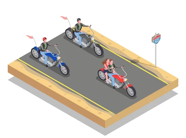 Bikers isometrische samenstelling — Stockvector