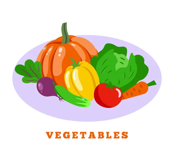 Vegetables Farm Food Composition — Stock Vector