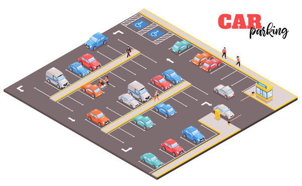 Parking Area Isometric Composition