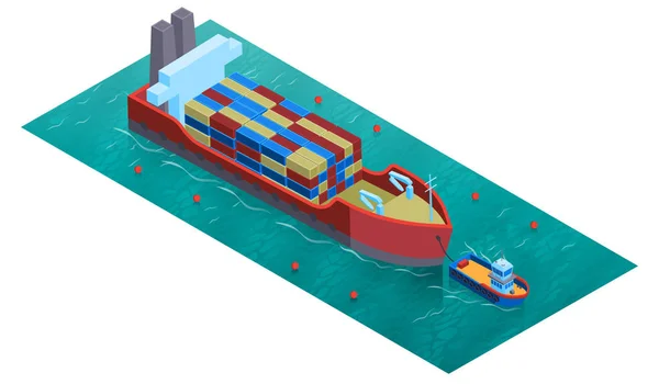 Isometric Water Cargo Composition — Stock Vector