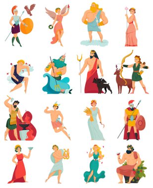 Greek Gods Cartoon Set vector Greek Gods Cartoon Set vector