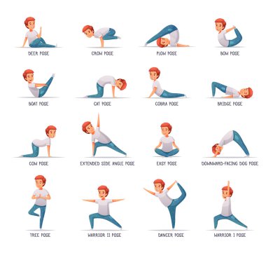Çocuklar yoga Icons set