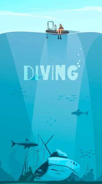 Deep Diving Composition — Stock Vector