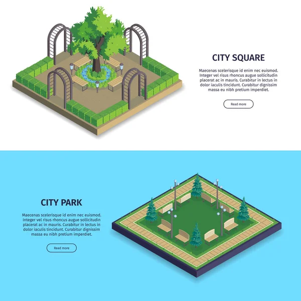 City Park Banners horizontales — Archivo Imágenes Vectoriales