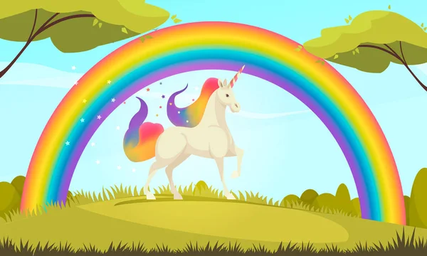 Mystical Creatures Unicorn Rainbow — Stock Vector