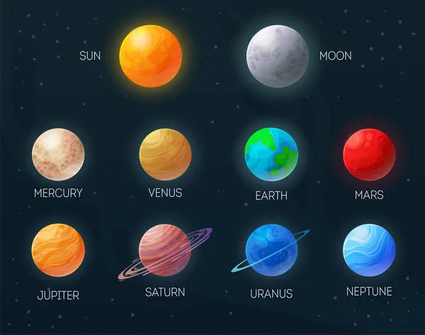 Sol Planetas Set — Archivo Imágenes Vectoriales