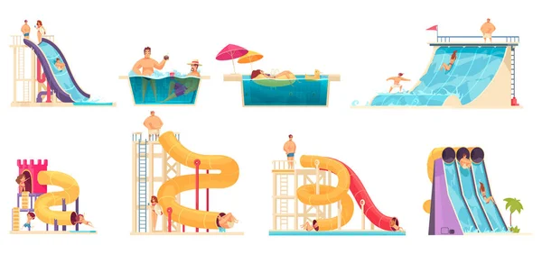 Aqua Park emberek beállítása — Stock Vector