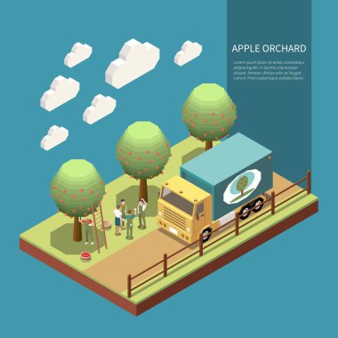 Elma Bahçesi Isometric Kompozisyonu